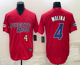 Men's Puerto Rico Baseball #4 Yadier Molina Number 2023 Red World Baseball Classic Stitched Jersey,We sell and wholesale Men's Puerto Rico Baseball #4 Yadier Molina Number 2023 Red World Baseball Classic Stitched Jersey on line form chian!
